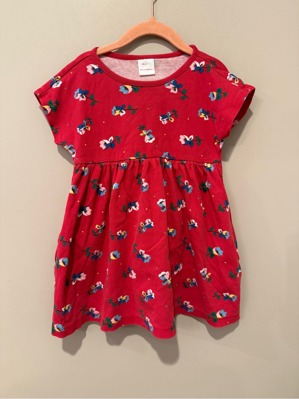 Hanna Anderson Girl's Cap Sleeve red floral Dress Size 4